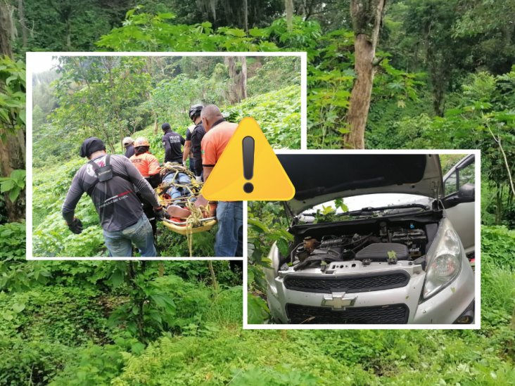 Cae auto a un barranco en El Esquilón de Jilotepec; conductora resulta lesionada