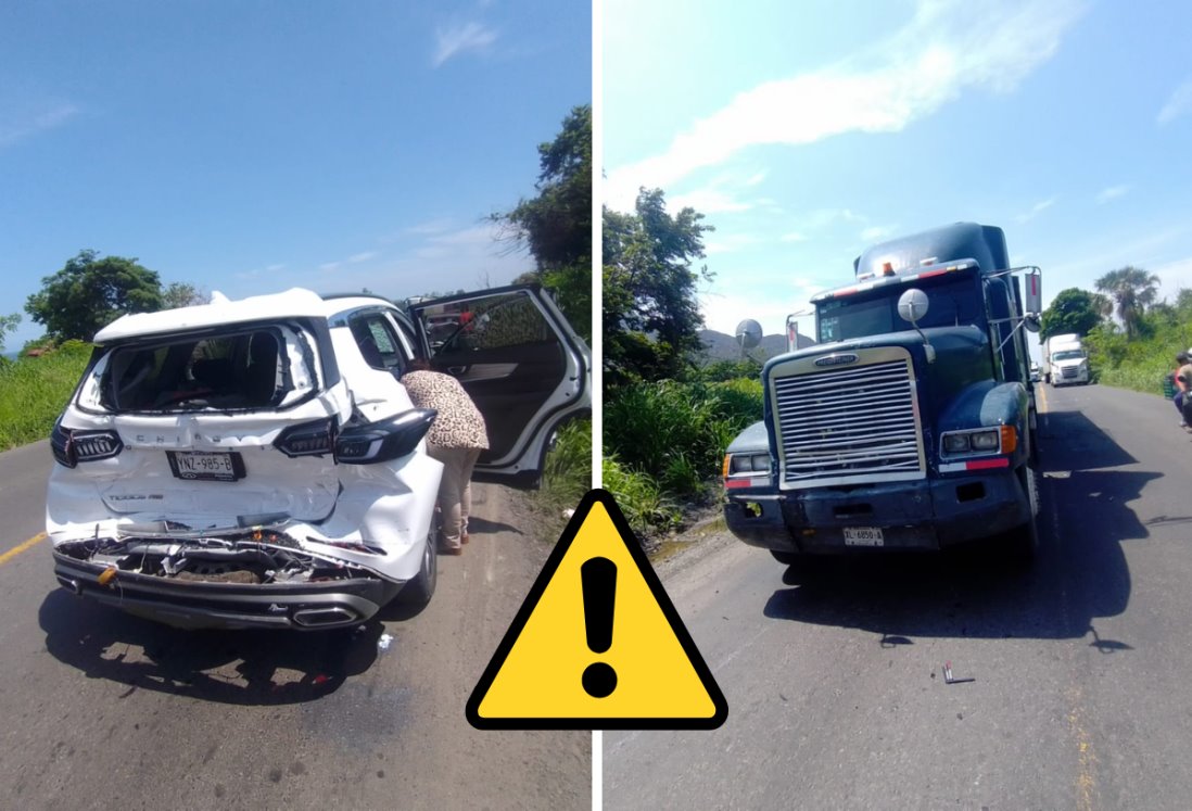 Aparatosa carambola en carretera Nautla-Cardel deja siete lesionados y cuantiosos daños