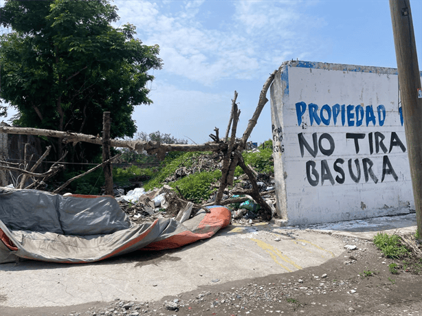 Vecinos de la colonia Pinos en Veracruz lidian con basurero en lote baldío