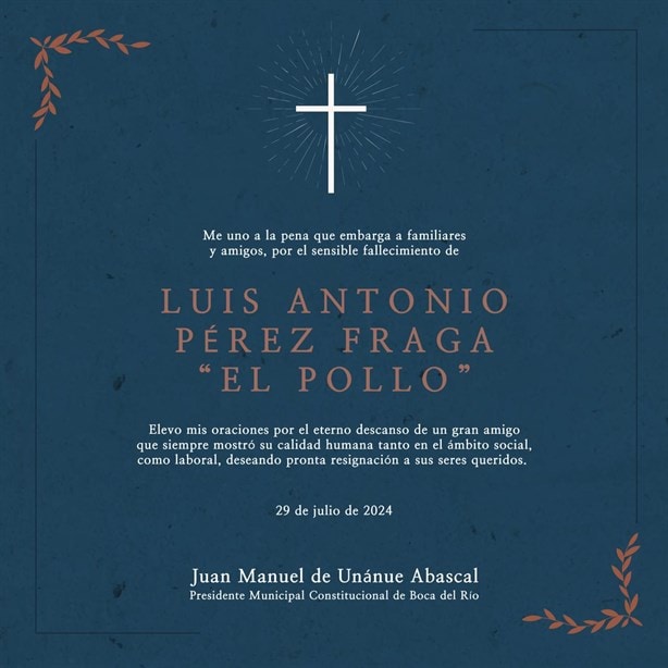 "Todos extrañaremos tu alegría", conmociona la muerte de El Pollo Pérez Fraga en Veracruz