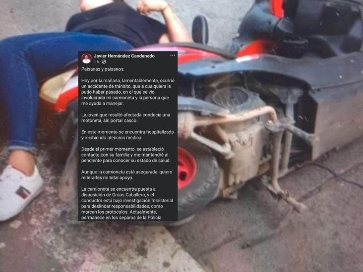 Alcalde de Misantla asume responsabilidad en accidente con motociclista