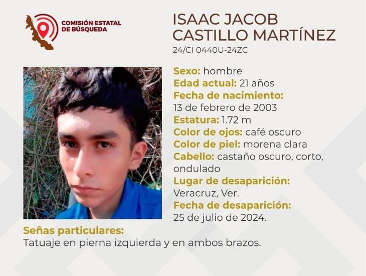 Isaac Jacob Castillo cumple 5 días desaparecido en la ciudad de Veracruz