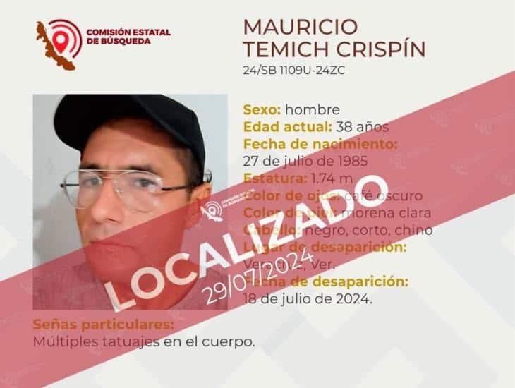 Localizan a Mauricio Temich Crispín, estaba desaparecido desde el 18 de julio en Veracruz