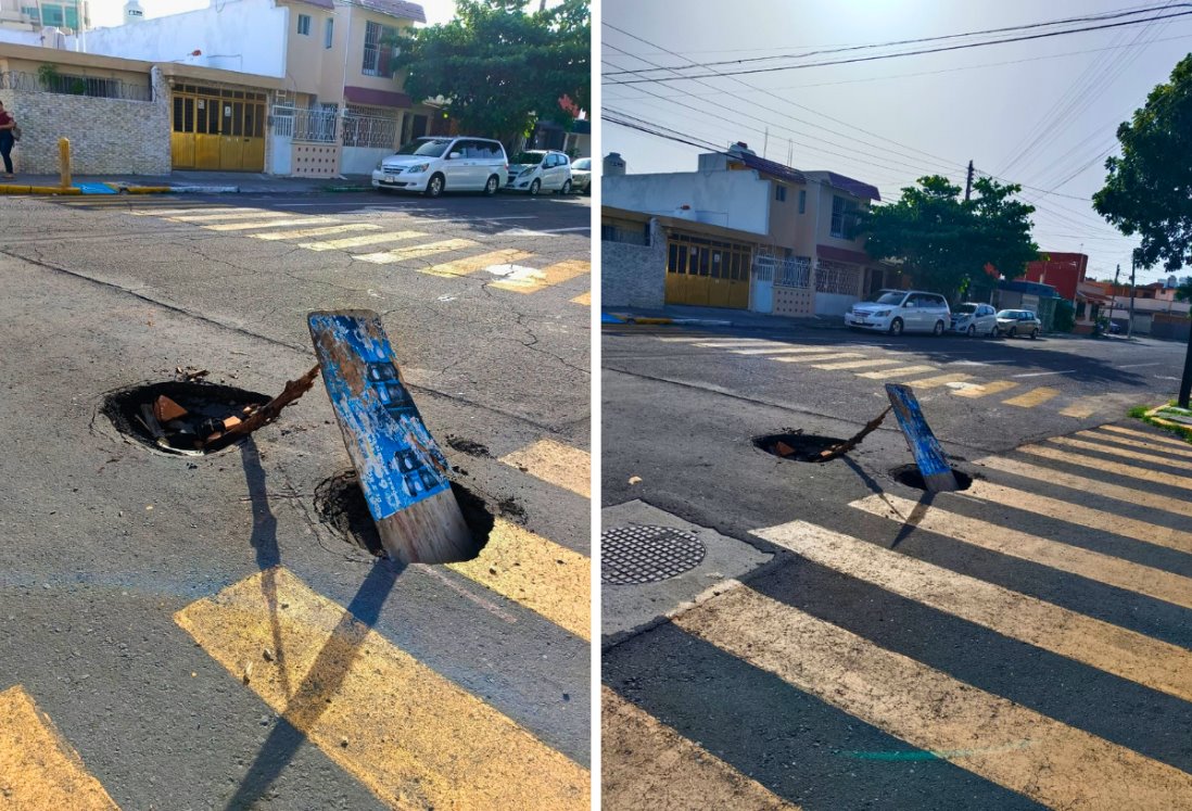 Vecinos de la colonia Ignacio Zaragoza alertan sobre socavones causados por lluvias en Veracruz