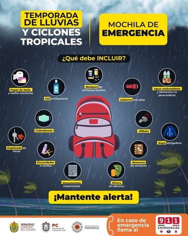 ¿Qué debe llevar una mochila de emergencia? Esto dice PC de Veracruz