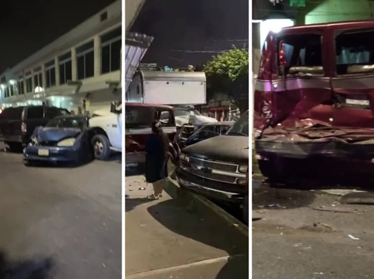 ¡Por ebrio! camioneta provoca múltiple choque en la calle Hernández Castillo de Xalapa; esto pasó 