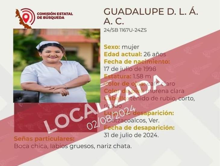 Encuentran sana y salva a enfermera de Coatzacoalcos que estaba desaparecida