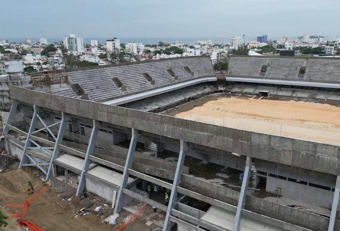 Reconstrucción del estadio Luis Pirata Fuente en Veracruz lleva un avance del 51%