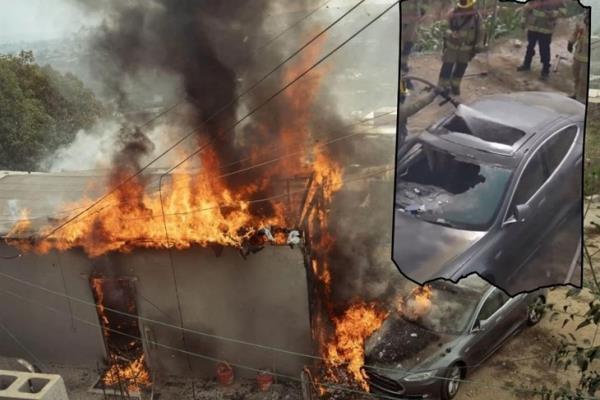 (Video) ¡Sólo en México! En Tijuana, hombre provoca un incendio tras intentar recargar su Tesla en un poste de CFE