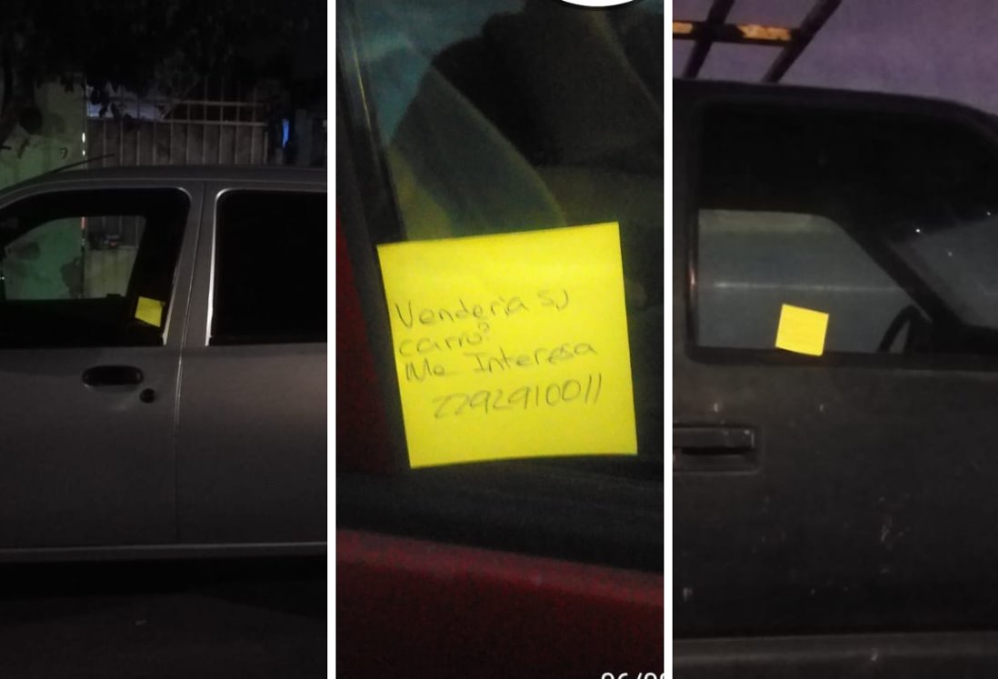 Alertan por sujetos que dejan mensajes pegados en ventanas de autos en Veracruz