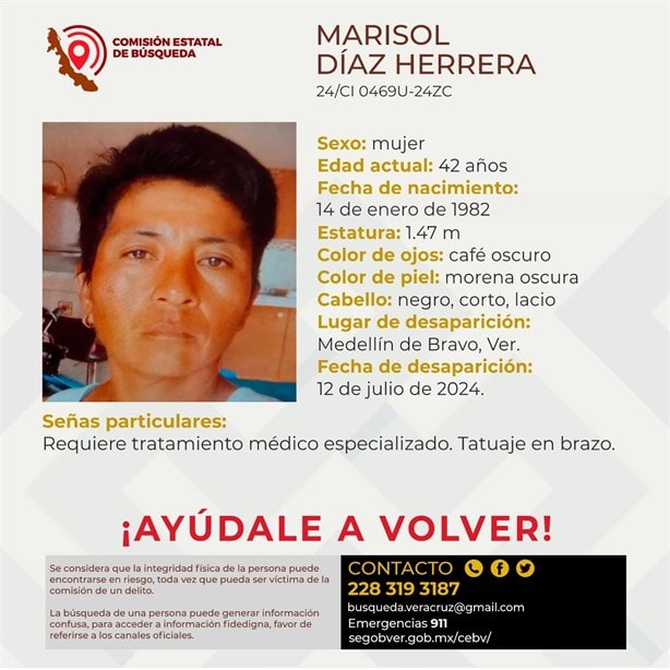 Buscan a mujer en Medellín de Bravo; lleva 28 días desaparecida