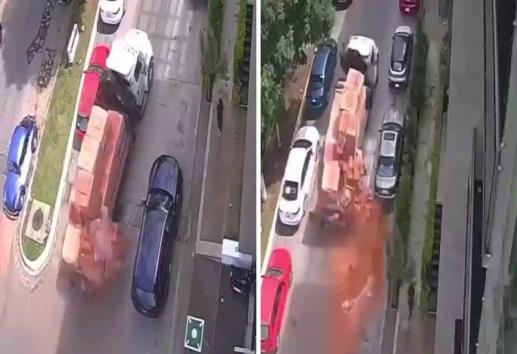 ¡Impactante! Así se vivió el momento en que un camión con ladrillos se queda sin frenos en Xalapa (+Video)