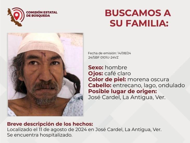 Buscan familia de hombre hospitalizado tras ser atropellado por una moto en Cardel