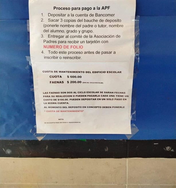 Denuncian padres de familia de secundaria en Las Choapas alza de cuotas escolares