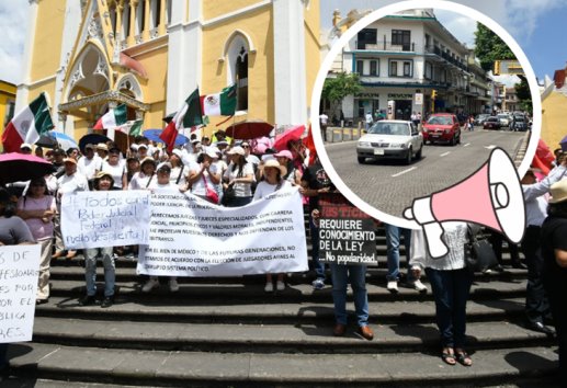 Trabajadores del Poder Judicial se manifiestan en el centro de Xalapa 