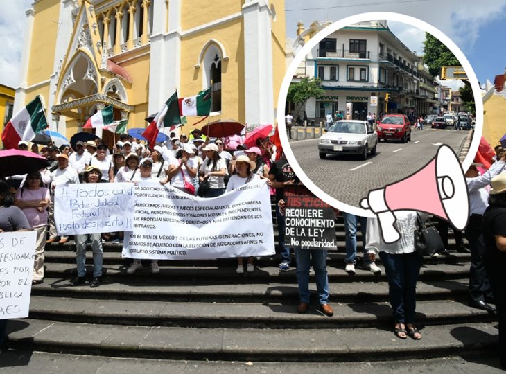 Trabajadores del Poder Judicial se manifiestan en el centro de Xalapa 