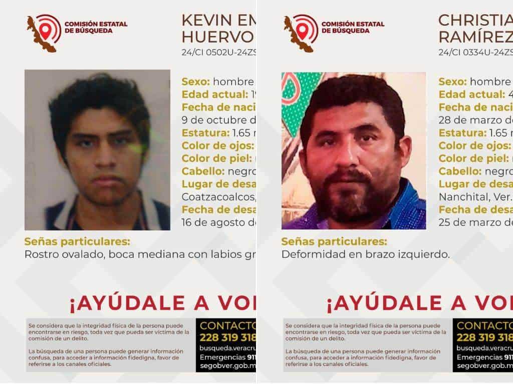 Comisión Estatal de Búsqueda activó dos fichas por desaparecidos al sur de Veracruz