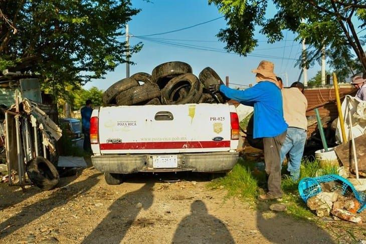 Retiran miles de llantas de predio en Poza Rica, formaban criaderos de mosquitos