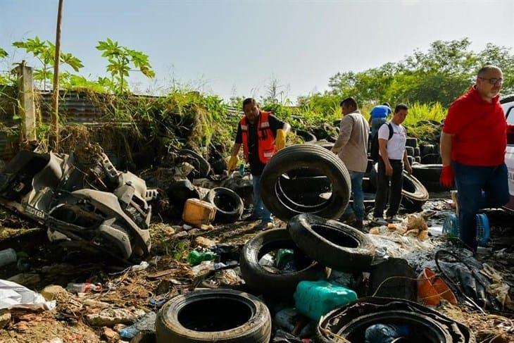 Retiran miles de llantas de predio en Poza Rica, formaban criaderos de mosquitos