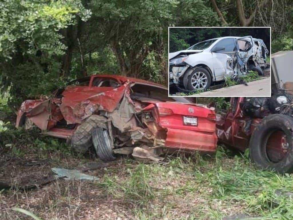 Tráiler impacta 3 vehículos en autopista Cosolea-Acayucan; hay 1 muerto y 4 heridos