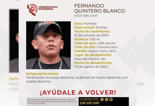 Se busca a Fernando, joven desaparecido en Paso del Macho