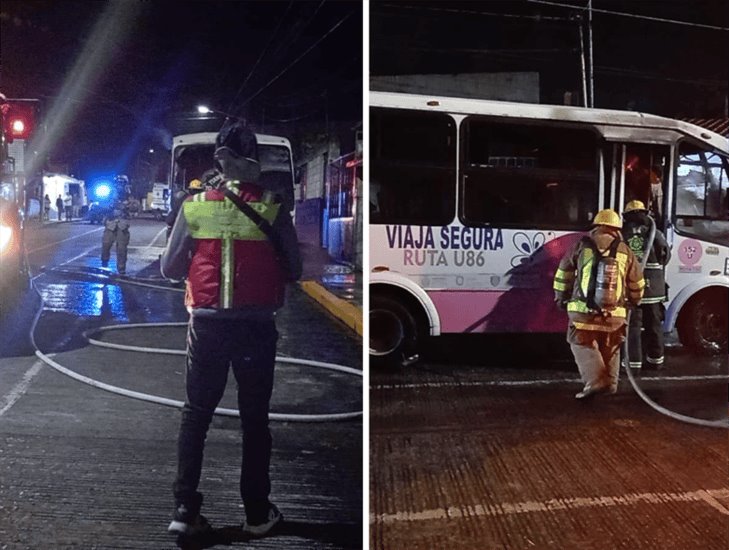 Se incendia autobús en Córdoba de la ruta Viaja segura; chófer resulta gravemente lesionado