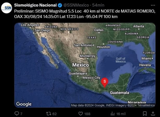 Sismo en Sayula de Alemán sacude a la región del istmo y el sur de Veracruz