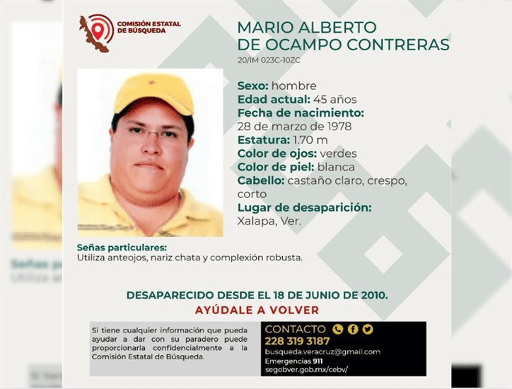 Mario Alberto desapareció en Xalapa; durante 14 años no tuvo ficha de búsqueda