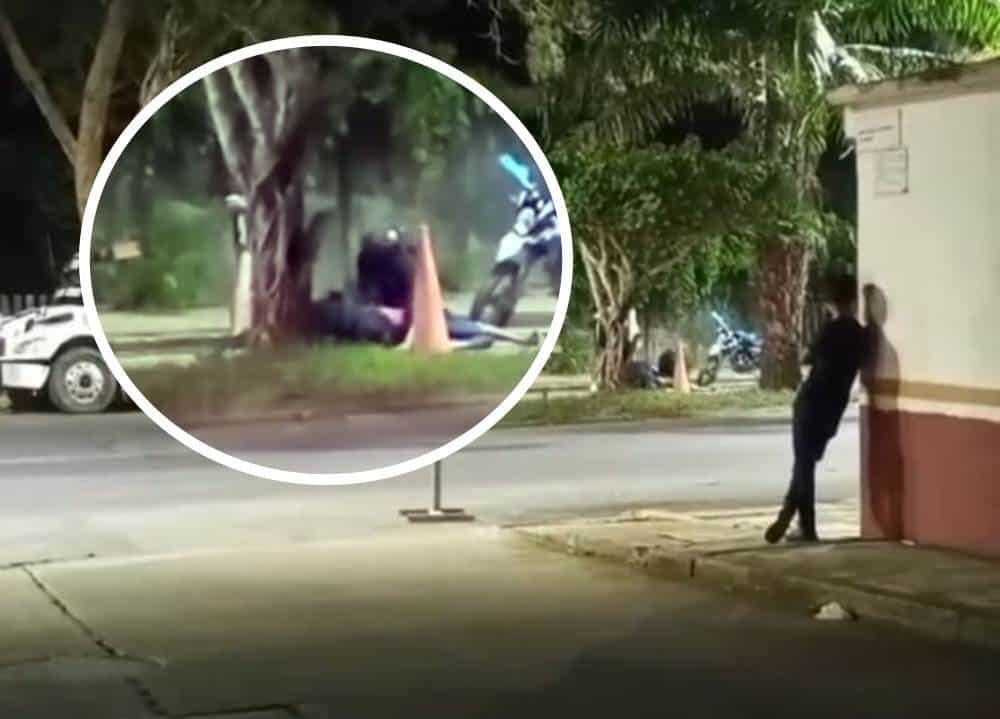 Captan en VIDEO excesivo sometimiento de policía a motociclista en Las Choapas