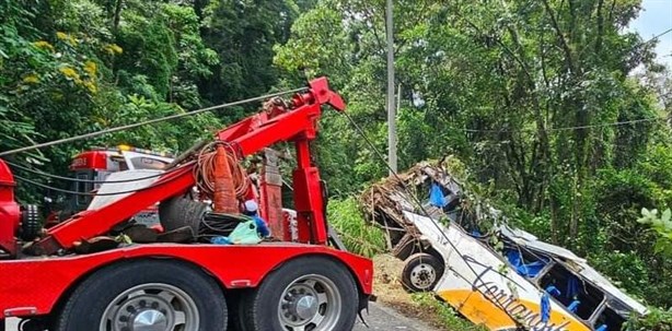 Recuperan autobús caído a barranco en carretera Fortín-Huatusco; dan de alta a lesionados