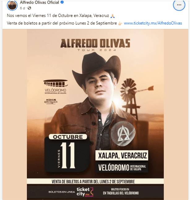 Alfredo Olivas en Xalapa: Venta de boletos ¿Dónde comprarlos y cuánto cuestan?