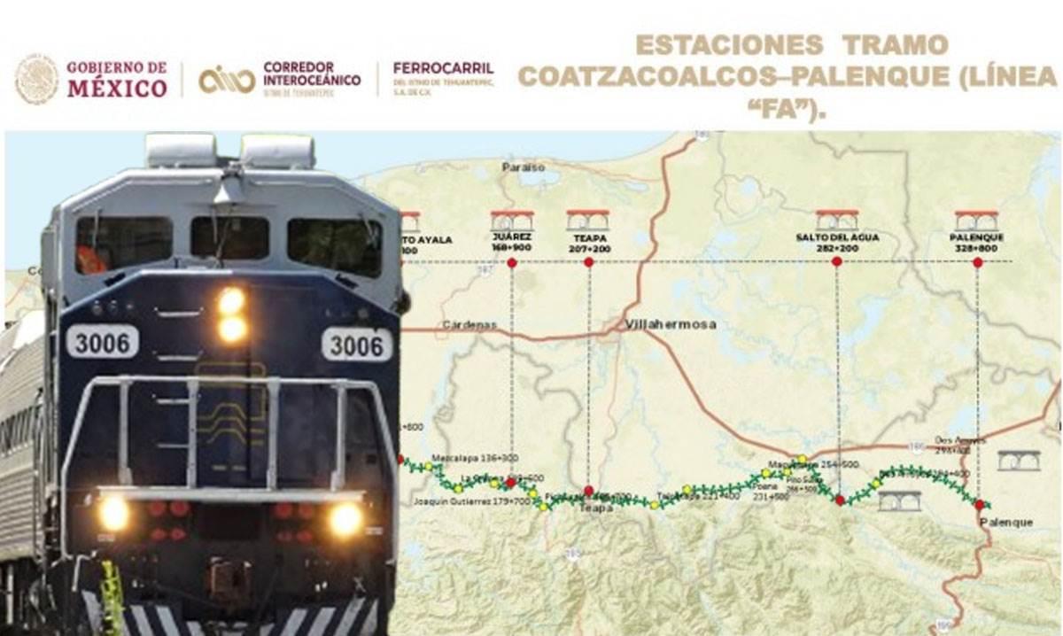 Tren Interoceánico: esta es la longitud de la línea FA Coatzacoalcos-Palenque