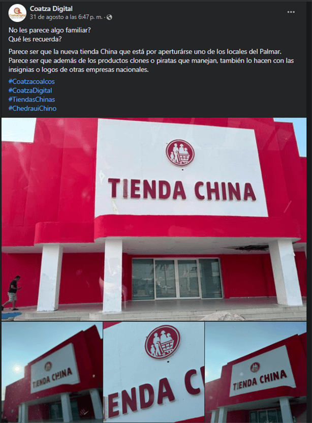 Por este motivo acusan de plagio a la nueva tienda china en Coatzacoalcos