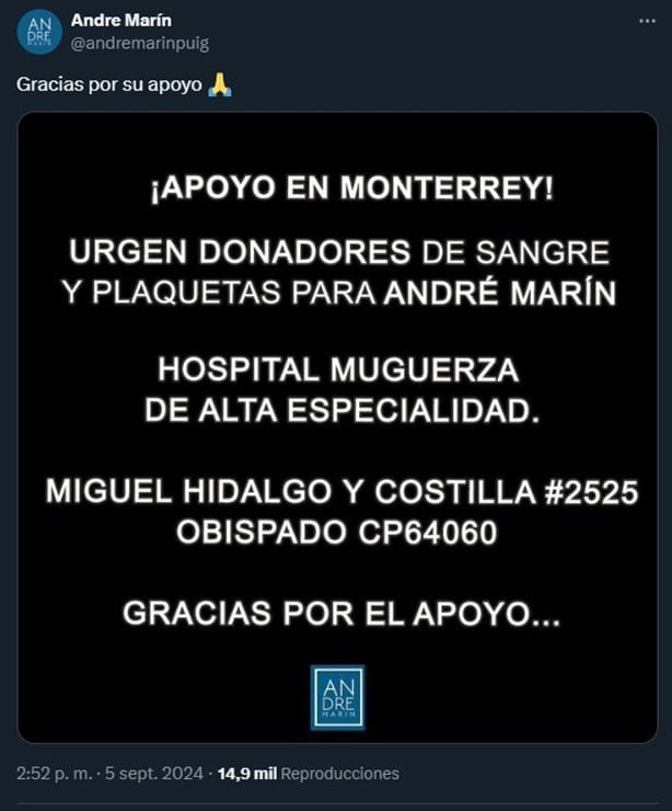 ¿Qué le pasó a André Marín? Piden donadores de sangre para el comentarista deportivo