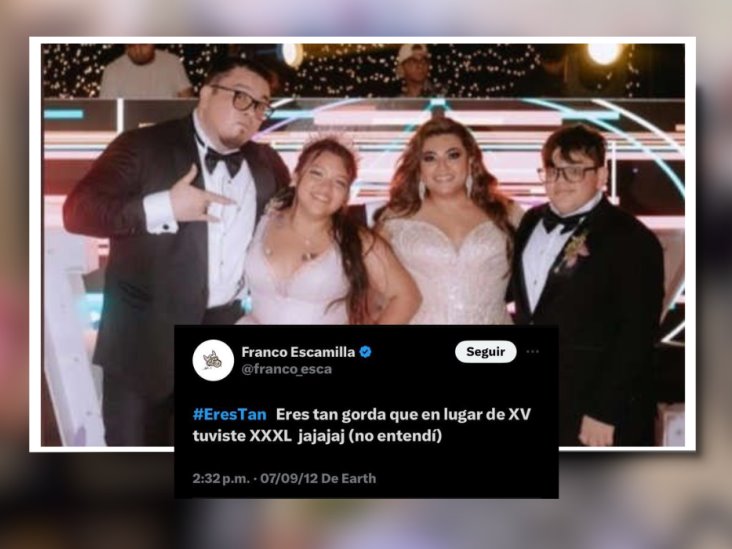 Franco Escamilla en el ojo del huracán, se burlan de su hija por su chiste de quinceañeras gordas”