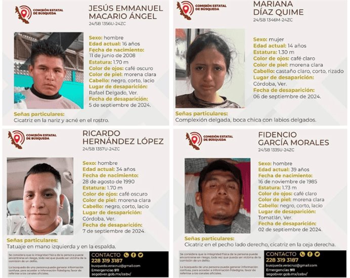 Desaparecen 4 personas en la zona centro de Veracruz; entre ellos dos menores de edad