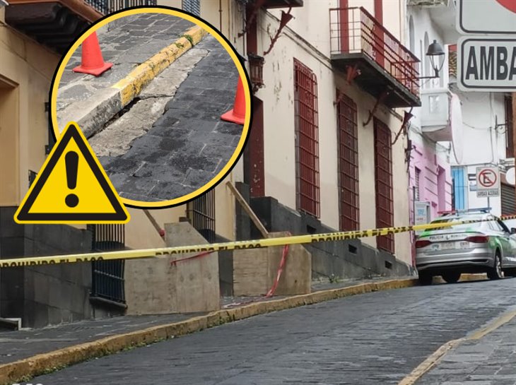 Cierran calle Revolución en Xalapa; hay socavón y daños en vivienda