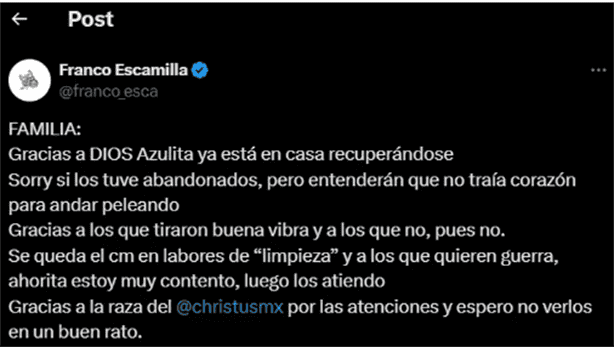 Tras hospitalización de hija de Franco Escamilla por burlas de sus XV años, esto dijeron él y su esposa