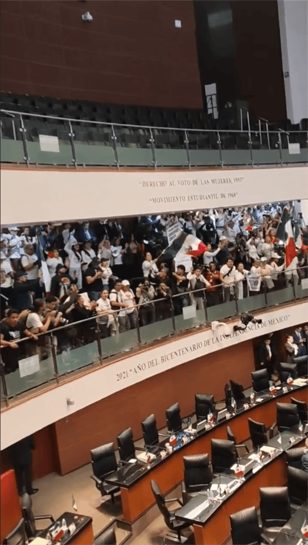 Manifestantes toman Pleno del Senado de la República tras irrumpir en el recinto | VIDEO