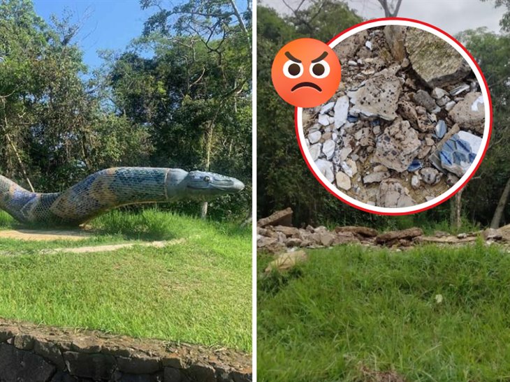 Destruyen emblemática escultura de serpiente Coatl en el Parque Natura de Xalapa