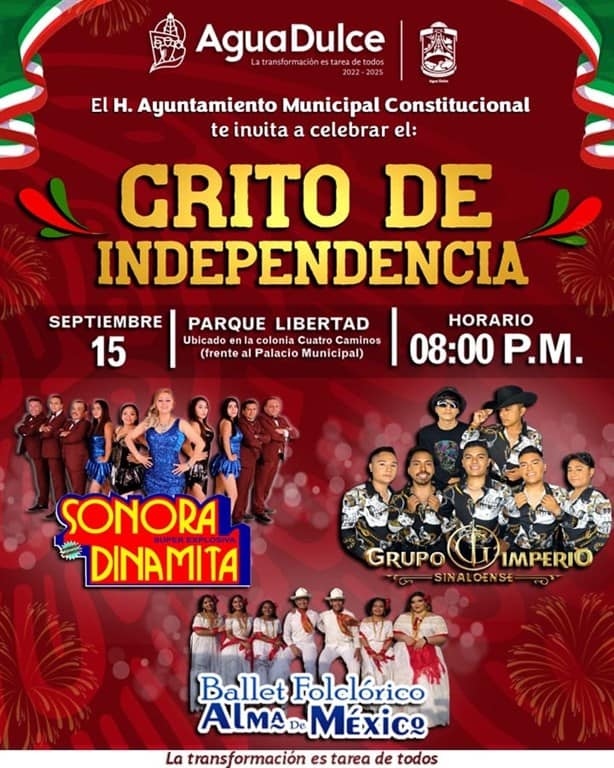 Grito de Independencia: Así van a celebrarlo en Coatzacoalcos, Minatitlán y Agua Dulce; horarios y artistas invitados