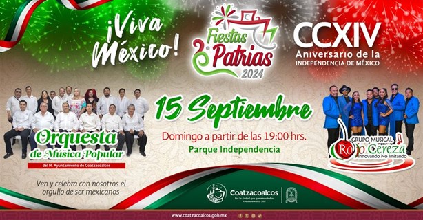 Grito de Independencia: Así van a celebrarlo en Coatzacoalcos, Minatitlán y Agua Dulce; horarios y artistas invitados