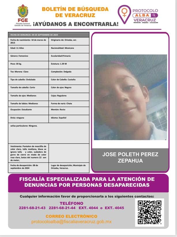 Fiscalía investiga posible feminicidio en caso de niña Poleth Pérez, hallada muerta en Orizaba