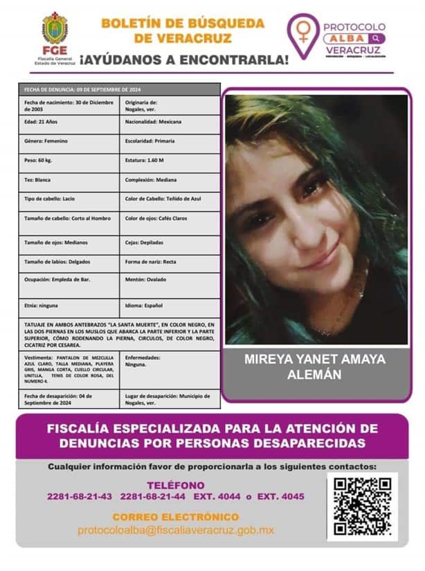 Mireya Yanet, de 21 años, reportada como desaparecida en Nogales