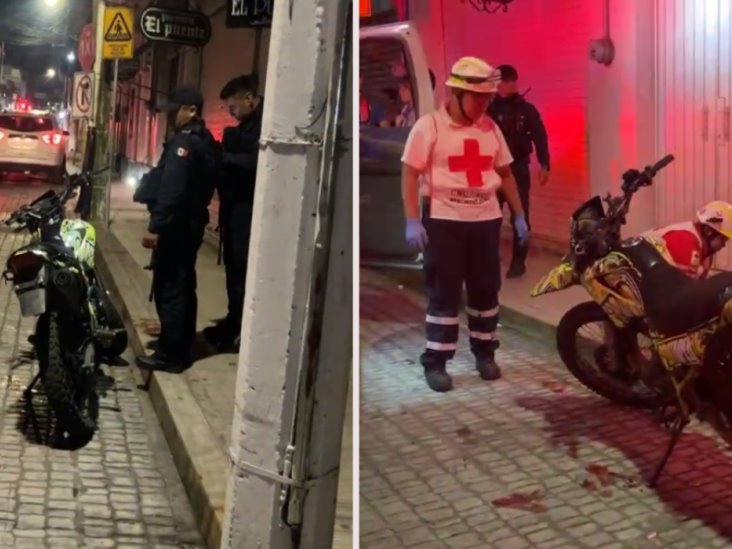 Accidente en Misantla: Motociclista derrapa en la calle y es trasladado al hospital 