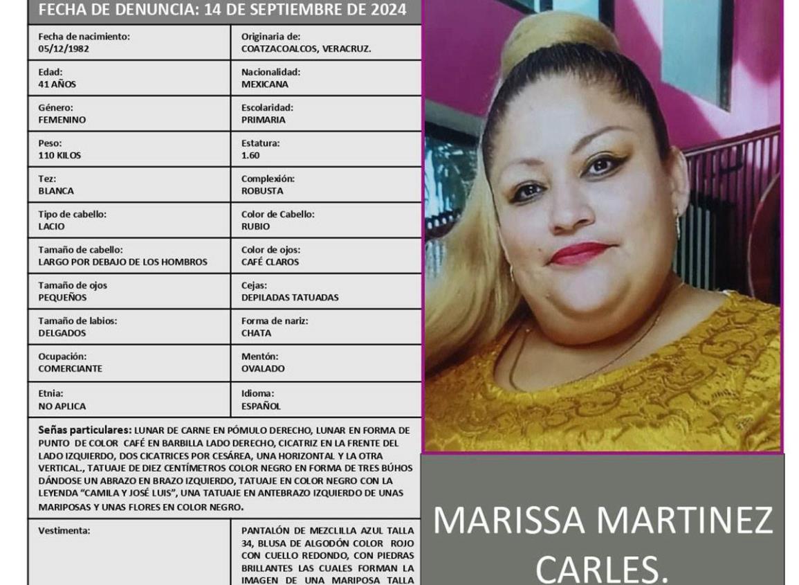 Reportan en Coatzacoalcos la desaparición de la joven Marissa Martínez Carles