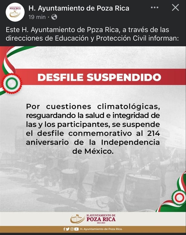 Suspenden desfile por la Independencia en Poza Rica; ¿qué ocurrió?