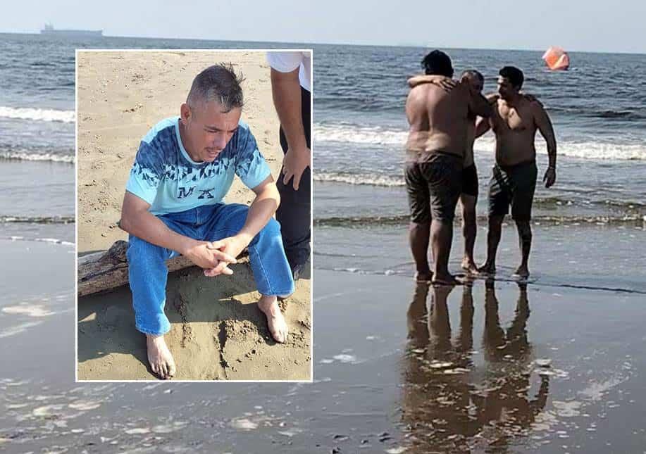 Abogados se visten de héroes un 16 de septiembre; salvan a hombre de ahogarse en playas de Coatzacoalcos | VIDEO