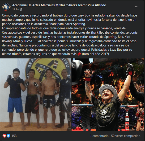 LazyBoy, pelador de la UFC, acudió a esta academia de MMA en Coatzacoalcos en 2017