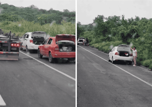 Denuncian pésimas condiciones de la carretera Xalapa-Veracruz; familias se quedaron varadas a medio camino